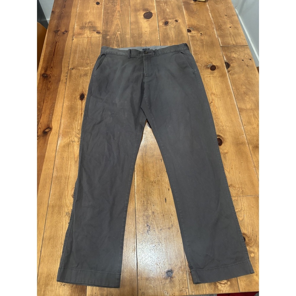 J.CREW Men's W34 L32 Straight Fit Flex Chino Pants Gray Flat Front Cotton Blend